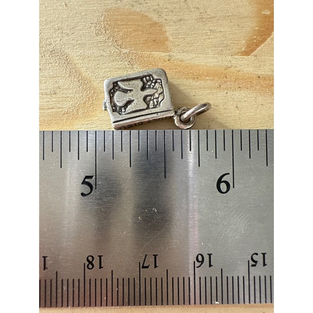 Miniature Silver Bible Pendant With Cross & Dove Design - Picture 3 of 4
